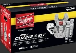 Clearance – Rawlings Adult White/Silver VELO 2.0 Catcher’s Gear Box Set: CSV2A-W/SIL