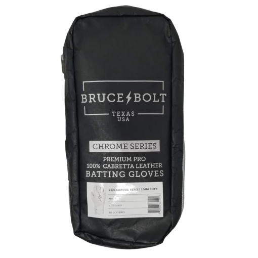 Clearance – Bruce Bolt PREMIUM PRO Chrome Series Long Cuff Batting Gloves: White 2 Clearance – Bruce Bolt PREMIUM PRO Chrome Series Long Cuff Batting Gloves: White - Image 2