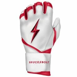 Clearance – Bruce Bolt PREMIUM PRO BADER Series Long Cuff Batting Gloves: White