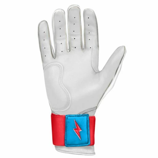 Clearance – Bruce Bolt PREMIUM PRO BRINSON Series Long Cuff Batting Gloves: White 2 Clearance – Bruce Bolt PREMIUM PRO BRINSON Series Long Cuff Batting Gloves: White - Image 2
