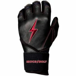 Clearance – Bruce Bolt PREMIUM PRO TC42 Series Long Cuff Batting Gloves: Black