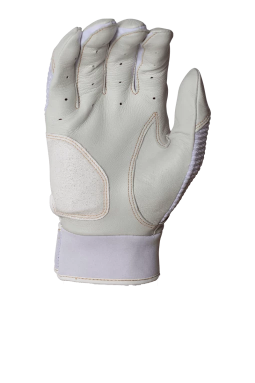 Clearance – Miken Softball MK7X Adult White And Gold Batting Gloves: MBGGLD-WHT 1 Clearance – Miken Softball MK7X Adult White And Gold Batting Gloves: MBGGLD-WHT