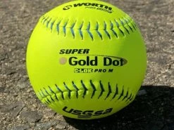 Clearance – Worth 12″ Super Gold Dot PRO M USSSA Slowpitch Softballs (Dozen): UM12CY