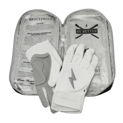 Clearance – Bruce Bolt PREMIUM PRO Chrome Series Short Cuff Batting Gloves: White -Gloves Best Sale SC CHRW BAG2 800x 510x510 1