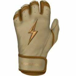 Clearance – Bruce Bolt PREMIUM PRO Gold Series Batting Gloves: Short Cuff -Gloves Best Sale SC GLD LEFT 800x 510x510 1