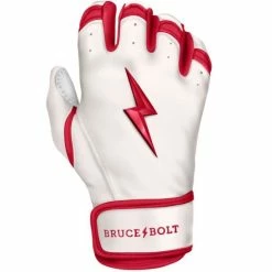 Clearance – Bruce Bolt PREMIUM PRO BADER Series Short Cuff Batting Gloves: White -Gloves Best Sale SC HBW RIGHT 800x 510x510 1