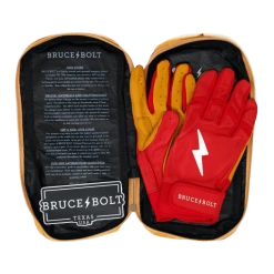 Clearance – Bruce Bolt PREMIUM PRO Short Cuff Batting Gloves: Red -Gloves Best Sale SC REDG BAG2 800x 510x510 1