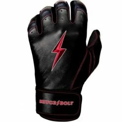 Clearance – Bruce Bolt PREMIUM PRO TC42 Series Short Cuff Batting Gloves: Black