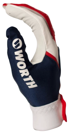 Clearance – Worth Adult Red, White, And Blue Team Batting Gloves: WBATGL-RWB